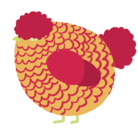 A honey and crimson chicken with a lace pattern