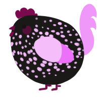A sable and lavender chicken with a speckle pattern