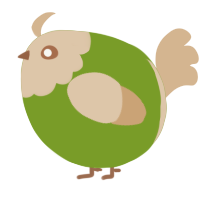 A chartreuse and beige chicken with a head pattern