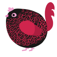 A sable and crimson chicken with a double-lace pattern
