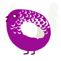 A plum and white chicken with a half-lace pattern