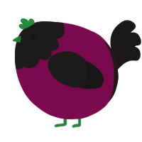 A wine and sable chicken with a head pattern