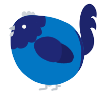 A sapphire and navy chicken with a head pattern