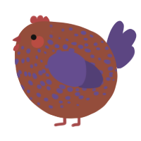 A russet and overcast chicken with a speckle pattern
