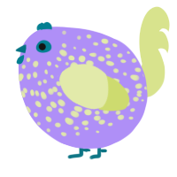 A lilac and lemon chicken with a speckle pattern