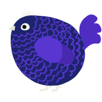 A navy and indigo chicken with a lace pattern