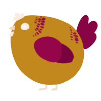 A ochre and maroon chicken with a neck-band pattern