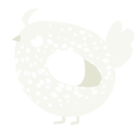 A white chicken with a speckle pattern