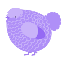 A lilac chicken with a lace pattern