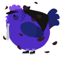 A indigo and navy chicken with a neck-band pattern
