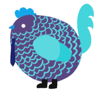 A overcast and aqua chicken with a lace pattern
