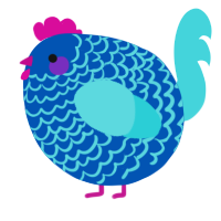 A ultramarine and aqua chicken with a lace pattern