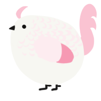 A white and rose chicken with a half-lace pattern