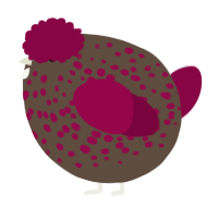 A bark and maroon chicken with a speckle pattern