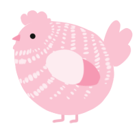 A rose chicken with a bar pattern