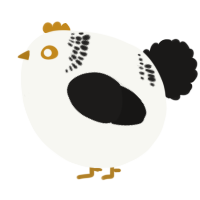 A white and sable chicken with a neck-band pattern