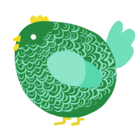 A viridian and mint chicken with a double-lace pattern