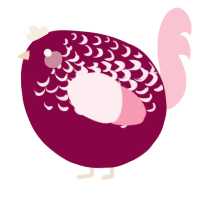 A maroon and rose chicken with a half-lace pattern