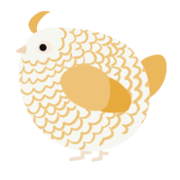 A white and honey chicken with a lace pattern