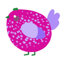 A fuchsia and lilac chicken with a speckle pattern