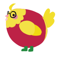 A crimson and yellow chicken with a head pattern