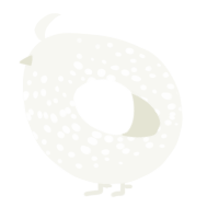 A white chicken with a speckle pattern
