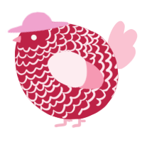A crimson and rose chicken with a lace pattern