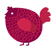 A maroon and crimson chicken with a lace pattern