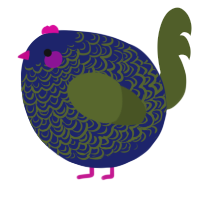A navy and olive chicken with a double-lace pattern