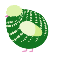 A leaf and apple chicken with a bar pattern