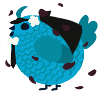 A cerulean and sea chicken with a lace pattern
