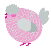 A pink and silver chicken with a lace pattern