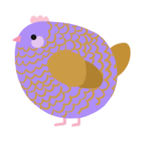 A lilac and gold chicken with a lace pattern