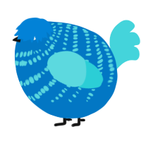 A sapphire and aqua chicken with a bar pattern