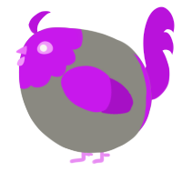 A ash and amethyst chicken with a head pattern