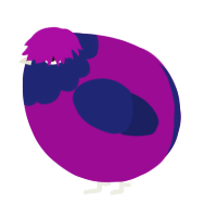 A plum and navy chicken with a head pattern