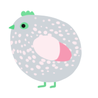 A mist and rose chicken with a speckle pattern