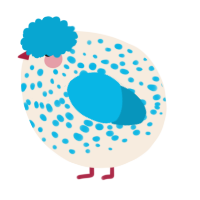 A cream and cerulean chicken with a speckle pattern