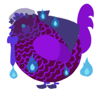 A wine and amethyst chicken with a lace pattern