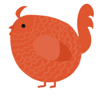 A vermilion chicken with a lace pattern