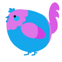 A sky and orchid chicken with a head pattern