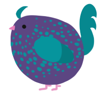 A overcast and teal chicken with a speckle pattern