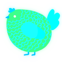 A spring and aqua chicken with a lace pattern