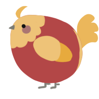 A red and honey chicken with a head pattern