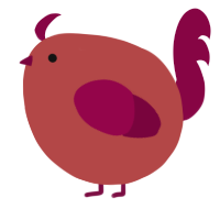 A red and maroon chicken