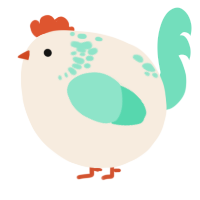 A cream and mint chicken with a neck-speckle pattern