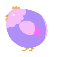 A lilac and lavender chicken with a head pattern