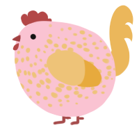 A rose and honey chicken with a speckle pattern
