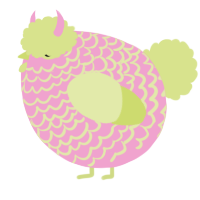 A pink and lemon chicken with a lace pattern