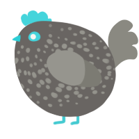 A grey and ash chicken with a speckle pattern